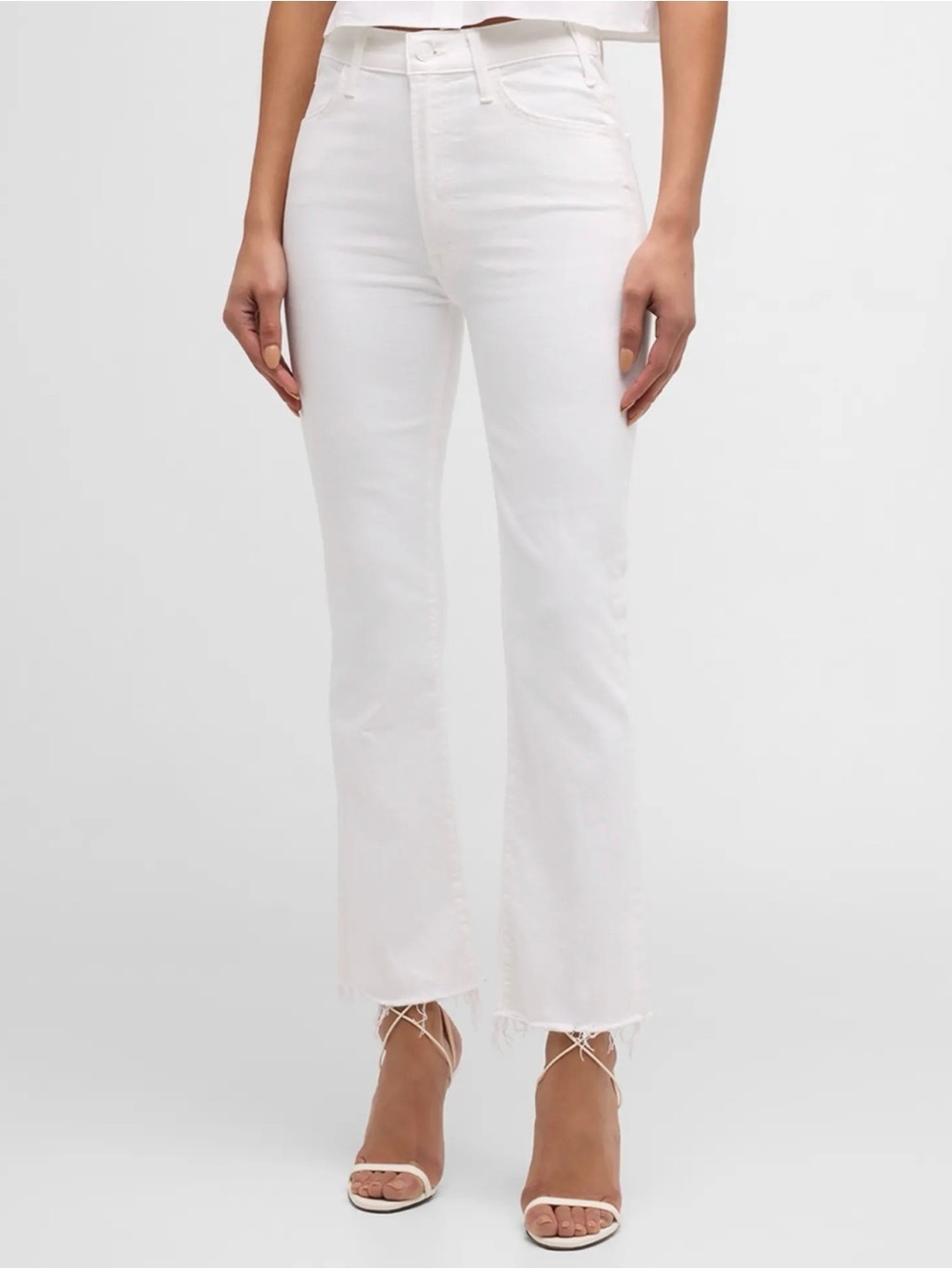 MOTHER The Hustler Ankle Fray White Bootcut Jeans Size 27